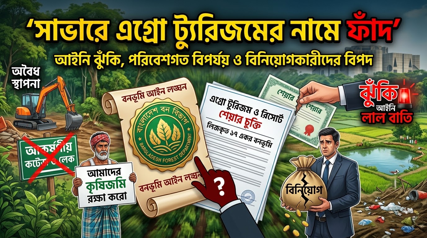 সাভারে বনভূমি ও কৃষিজমি দখলের তোড়জোড়: এগ্রো ট্যুরিজমের নামে চরম ঝুঁকিপূর্ণ বিনিয়োগের ফাঁদ