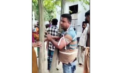 শেরপুরের শ্রীবরদীতে সুদের টাকা না পেয়ে গাছে বেঁধে ব্যবসায়ীকে নির্যাতন