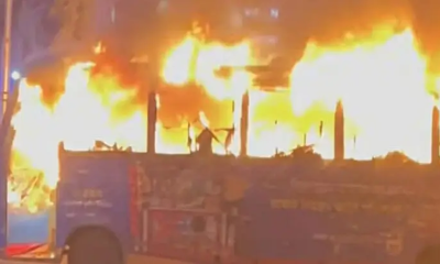 বাড্ডায় চলন্ত বাসে আগুন