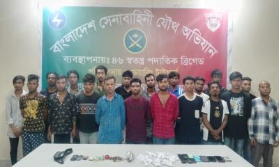 কিশোর গ্যাংয়ের বিরুদ্ধে সেনাবাহিনীর  বিশেষ অভিযানে,দুই দিনে গ্রেফতার ৫৭