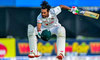 গল টেস্টে সেঞ্চুরিতে শান্তর বাধ ভাঙা উদযাপন